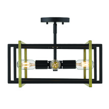  6070-SF BLK-AB - Tribeca Semi-flush in Matte Black with Aged Brass Accents